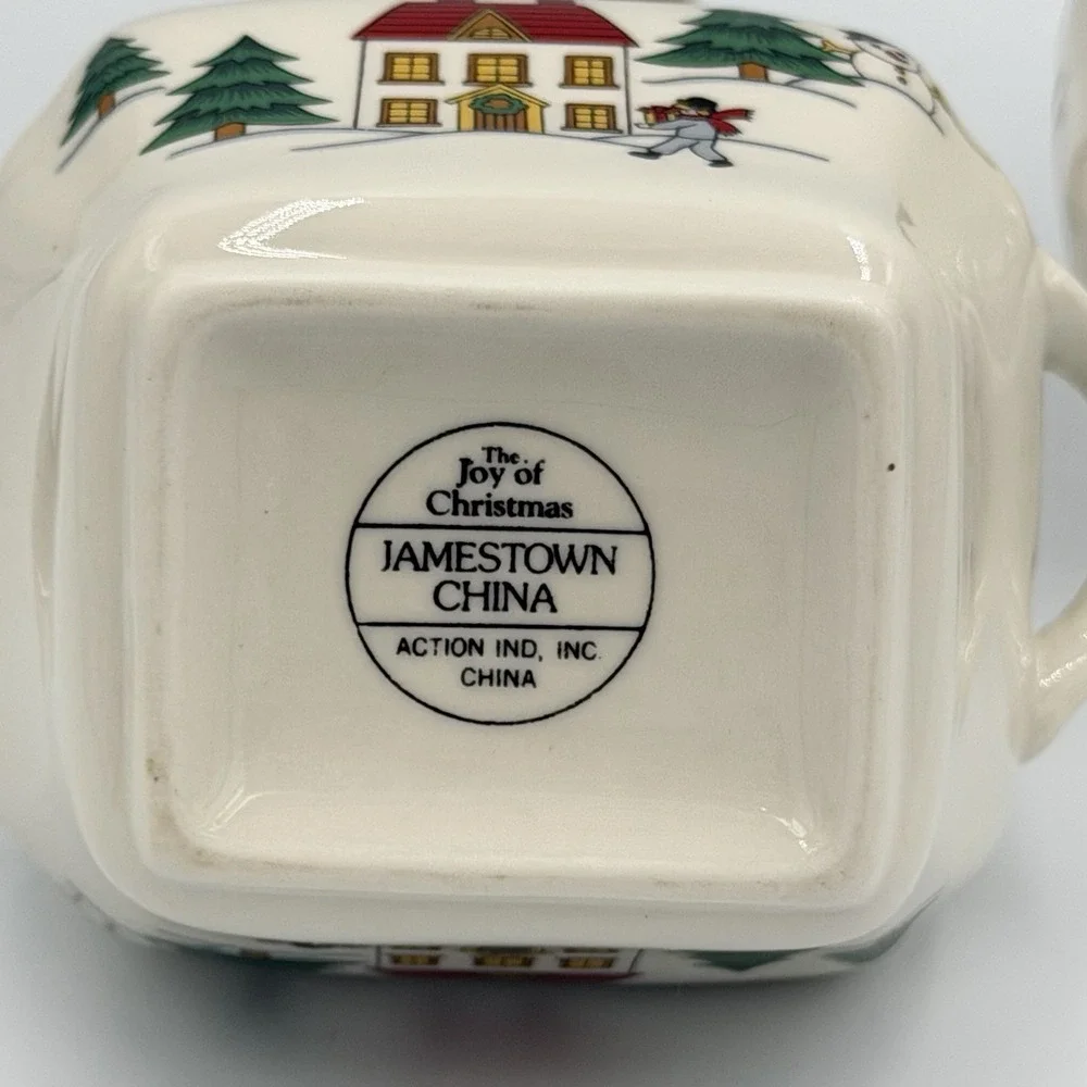VTG 80s Jamestown China Joy of Christmas‎ Sugar Creamer Stoneware Set